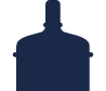 A blue bottle silhouette is set against a light background.