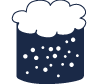 An illustrated glass of foamy beer as a symbol for the style of brewing.